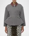 Alexander Mcqueen Cotton Canvas Peplum Jacket In Light Grey