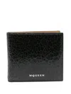 Alexander Mcqueen Bifold Wallet With Black Crackled Effect