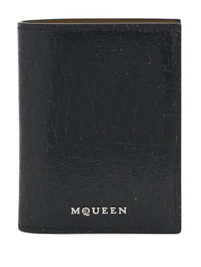 Alexander Mcqueen Genuine Leather Sleek Wallet In Black
