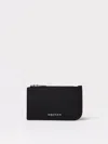 Alexander Mcqueen Black Pebbled Leather Card Holder With Zip In Black