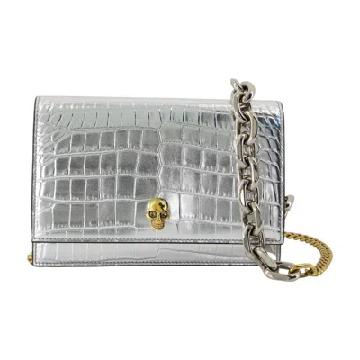 Alexander Mcqueen Wallet On Chain Small Skull In Silver