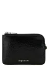 Alexander Mcqueen Cracked Leather Finish Wallet In Black