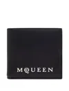 Alexander Mcqueen Bifold Wallet In Smooth Calf Leather With Logo Print