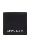 Alexander Mcqueen Bifold Wallet In Smooth Calf Leather With Logo Print