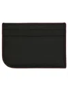 Alexander Mcqueen Black Pebbled Leather Card Holder With Logo In Black