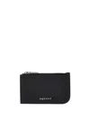 Alexander Mcqueen Black Pebbled Leather Card Holder With Zip In Black