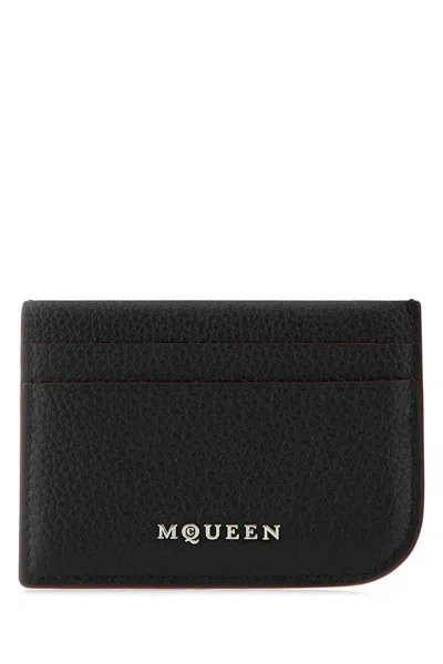Alexander Mcqueen Logo Leather Card Holder In Black