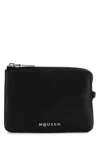 Alexander Mcqueen Black Leather Sling Card Holder In Black