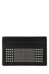 Alexander Mcqueen Black Card-holder With Silver-finished Studs In Leather Man In Black