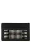 Alexander Mcqueen Black Card-holder With Silver-finished Studs In Leather Man In Black