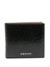 Alexander Mcqueen Bifold Wallet With Black Crackled Effect In Black