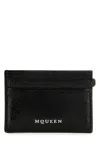 Alexander Mcqueen Leather Wallet With Compact Design And Chain Detail In Blackcaramelsilver