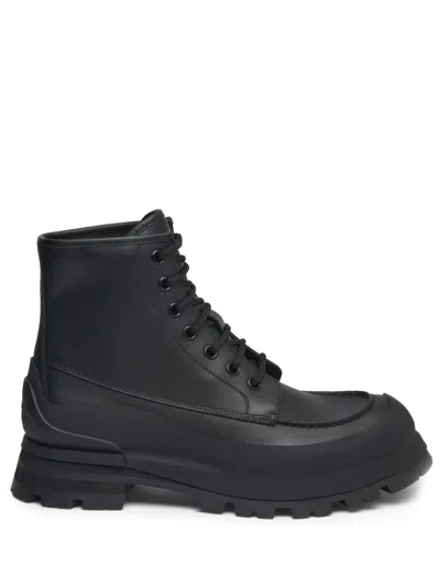 ALEXANDER MCQUEEN WANDER ANKLE BOOTS IN BLACK LEATHER