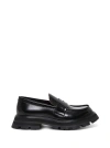 Alexander Mcqueen Brushed Leather Wander Loafers In Black