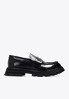 Alexander Mcqueen Brushed Leather Wander Loafers In Black