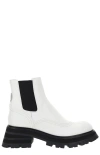 Alexander Mcqueen Leather Chelsea Boots In Beige
