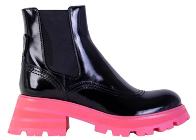 Pre-owned Alexander Mcqueen Wander Chelsea Boots (women's) Sneakers In Black/pink In Multi