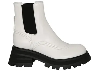 Pre-owned Alexander Mcqueen Wander Chelsea Boots (women's) Sneakers In White/black In Multi