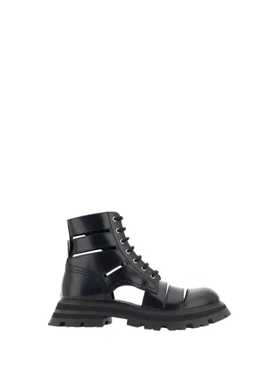Alexander Mcqueen Wander Combat Boots In Black