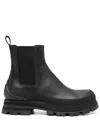 Alexander Mcqueen Wander Leather Chelsea Boots In Black/black
