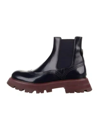 Pre-owned Alexander Mcqueen Wander Leather Chelsea Boots In Blue