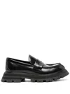 Alexander Mcqueen Brushed Leather Wander Loafers In Black