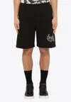 Alexander Mcqueen Alexander Mc Queen Black Bermuda Shorts With Distorted Logo In Black