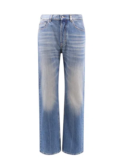 Alexander Mcqueen Mcqueen Skull Straight Leg Jeans In Blue Washed