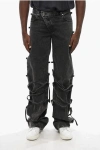 Alexander Mcqueen Washed-effect Jeans With Applied Side Loops And Tie-up Laces In Black