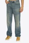 Alexander Mcqueen Washed-out Straight-leg Jeans In Blue
