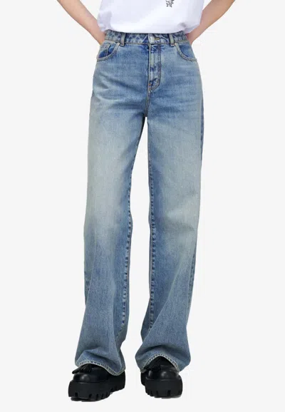 Alexander Mcqueen Washed Wide-leg Jeans In Blue