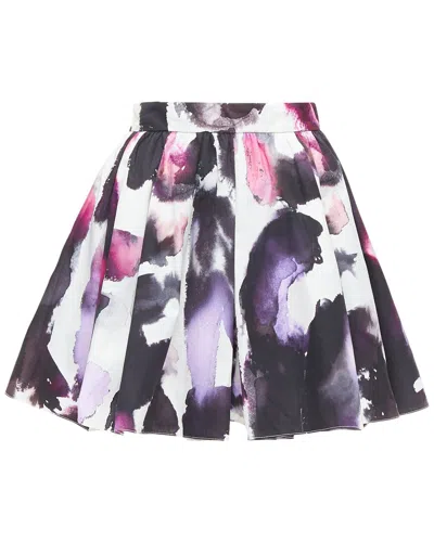 Pre-owned Alexander Mcqueen Watercolor Paint Print Pleated Skirt (authentic Pre-loved)