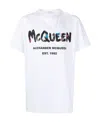 Alexander Mcqueen Watercolour Graffiti Print Tee In White