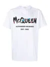 Alexander Mcqueen Watercolour Graffiti Print Tee In White