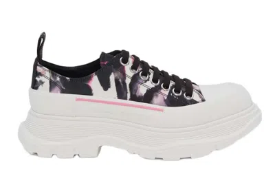 Pre-owned Alexander Mcqueen Watercolour Graffiti Tread Slick (women's) Sneakers In White/black/pink