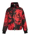 Alexander Mcqueen Wax Flower-print Hooded Jacket In Red