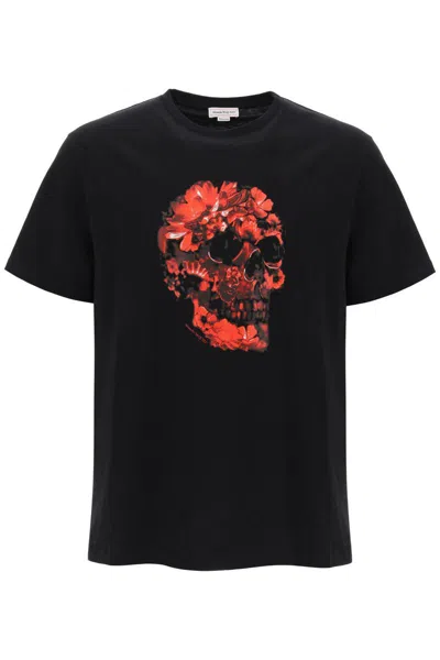 ALEXANDER MCQUEEN WAX FLOWER SKULL PRINTED T-SHIRT