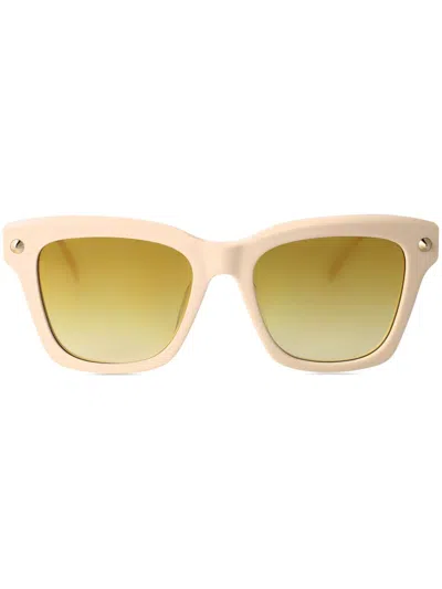 Alexander Mcqueen Eyewear Square Frame Sunglasses In Ivory-gold-yellow