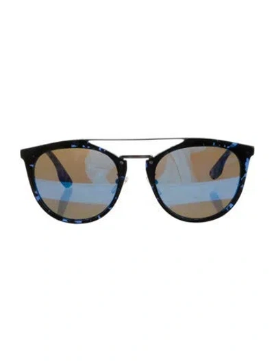 Pre-owned Alexander Mcqueen Wayfarer Mirrored Sunglasses In Blue