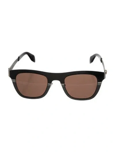 Pre-owned Alexander Mcqueen Wayfarer Mirrored Sunglasses In Silver