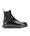 Alexander Mcqueen Wedge Sole Leather Boots In Black