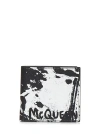 ALEXANDER MCQUEEN WHITE AND BLACK FOLD-PRINT CALF LEATHER WALLET