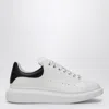 Alexander Mcqueen Leopard Sole Suede Heel Tab Leather Sneakers In White