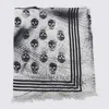 Alexander Mcqueen Printed Satin Foulard In White