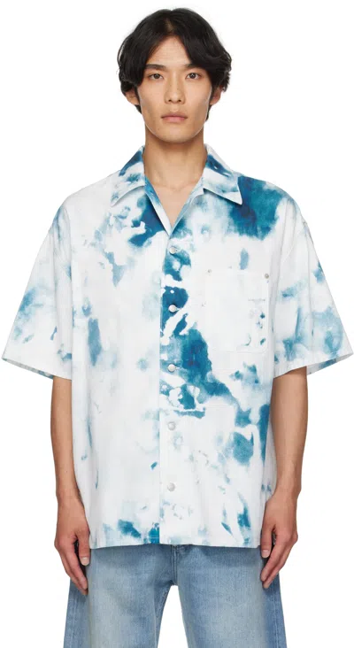 Alexander Mcqueen White & Blue Bleach Print Shirt