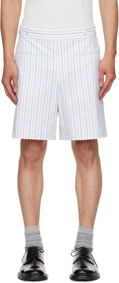 Alexander Mcqueen Striped Pattern Mini Shorts In Blue