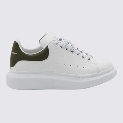 Alexander Mcqueen White And Khaki Leather Oversized Sneakers In White/khaki