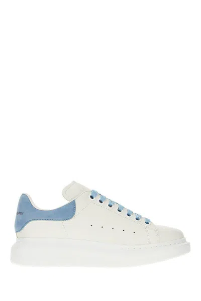 Alexander Mcqueen White And Light Blue Leather Sneakers In Powder Blue