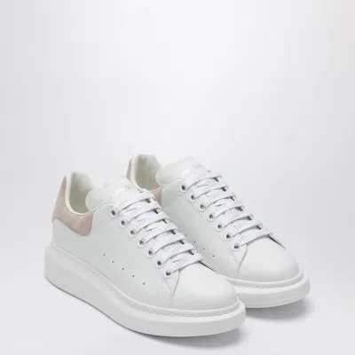 Alexander Mcqueen Women White Low Top Sneakers With Logo Lettering On Tongue And Heel In Leather Wom