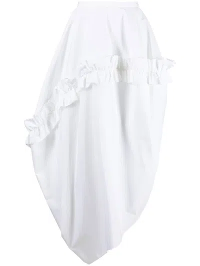 Alexander Mcqueen White Asymmetric Cotton Balloon Skirt For Women Ss23